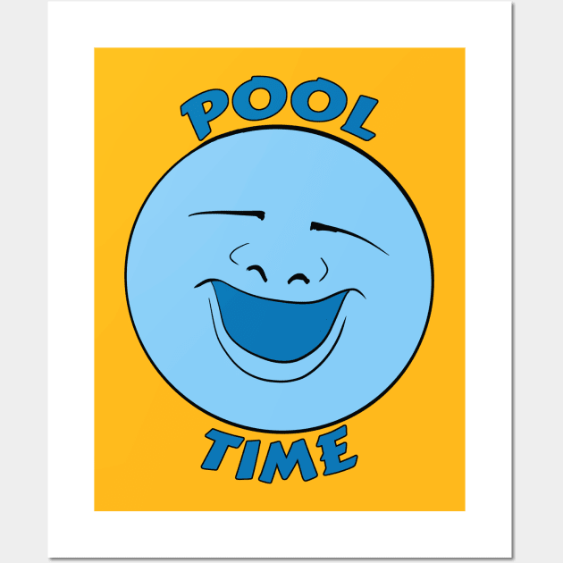 Pool Time Happy Blue Moon Face Wall Art by Turnersartandcrafts